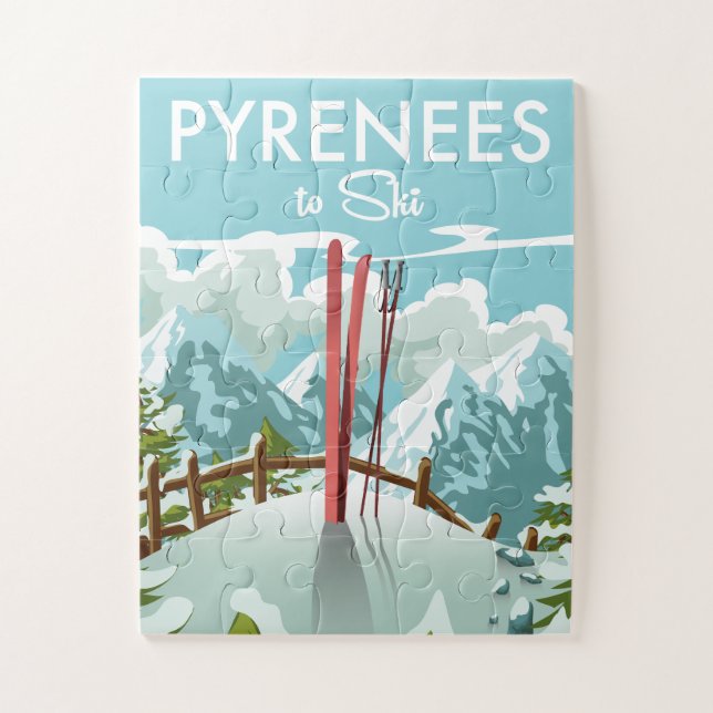 Pyrenees To Ski travel print. Jigsaw Puzzle (Vertical)