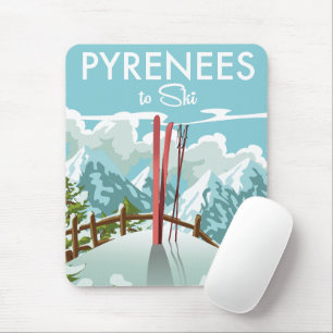 Pyrenees To Ski travel print. Mouse Pad