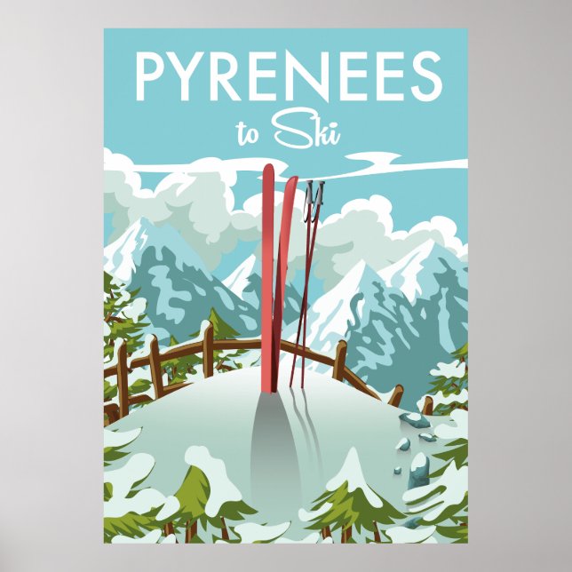 Pyrenees To Ski travel print. Poster (Front)