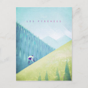 Pyrenees Vintage Travel Poster - Art Postcard