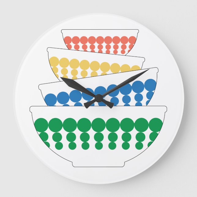 Pyrex bowl inspired Mid Century Wall Clock (Front)