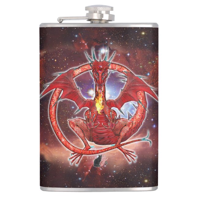 Pyrope Cosmic Dragon Hip Flask (Front)