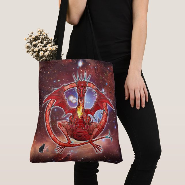 Pyrope Cosmic Dragon Tote Bag (Close Up)