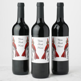 Pyrrhuloxia Pretty Cardinal Family Bird Wine Label