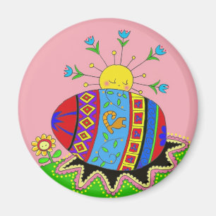 Pysanka and Sun Ukrainian Folk Art Magnet