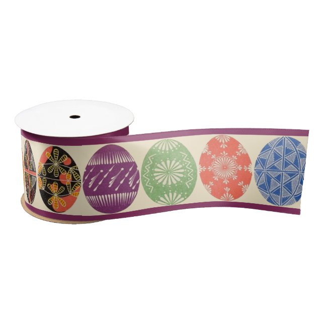 pysanki eggs print satin ribbon (Spool)