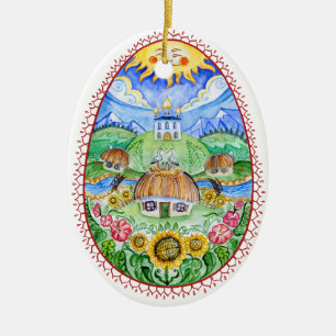Pysanky Ukrainian Easter eggs Ceramic Tree Decoration