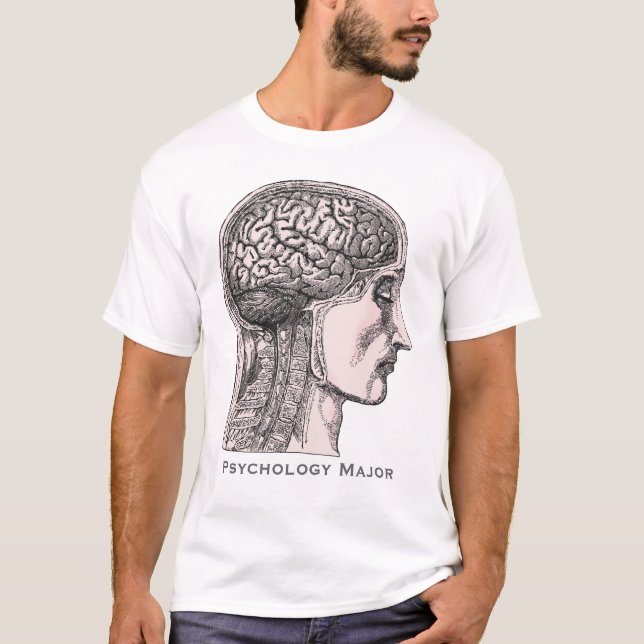 Pyschology Major - Antique Print of Human Brain T-Shirt (Front)