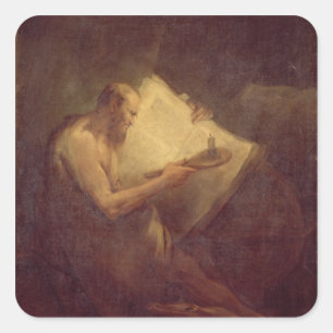 Pythagoras (6th century BC) (oil on canvas) Square Sticker
