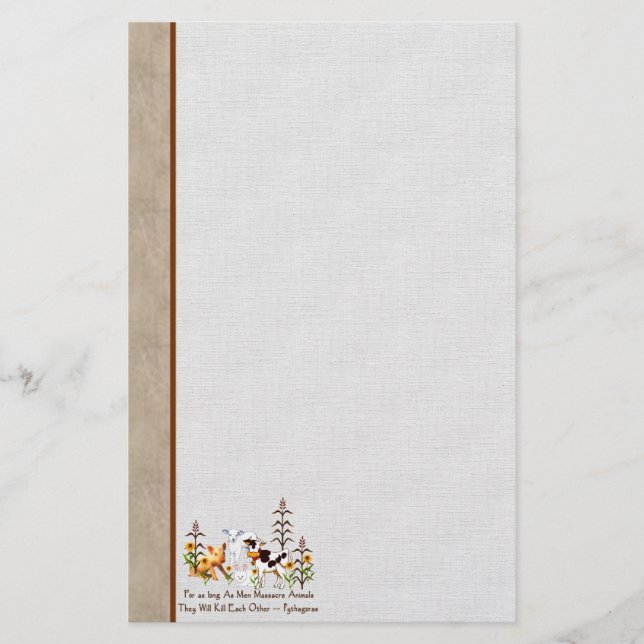 Pythagoras Vegetarian quote Stationery (Front)