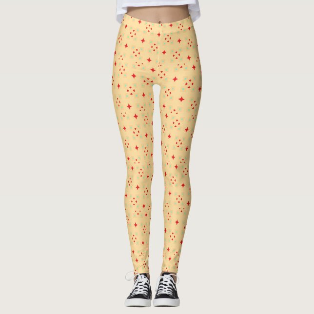 Pythagorean Charm Retro Geometric Seamless Pattern Leggings (Front)