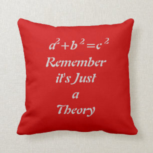 Pythagorean theorem funny red throw pillow
