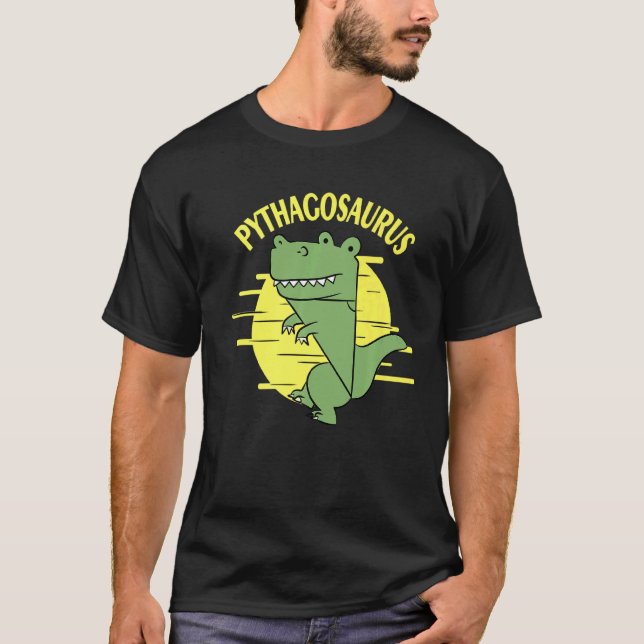 Pythagosaurus Pythagoras Theorem Statistician Math T-Shirt (Front)