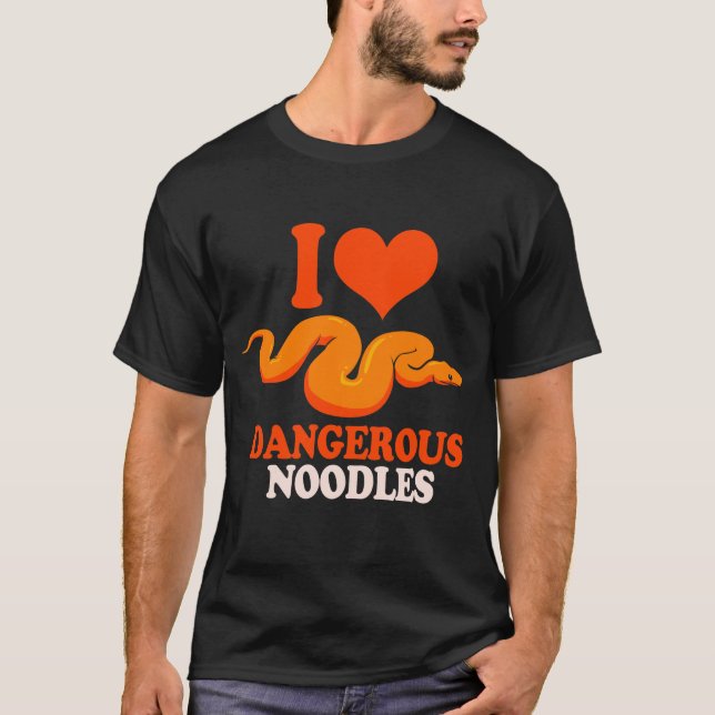 Python Love Dangerous Noodles Ball Python Snake T-Shirt (Front)