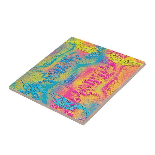 PYTHON - modern decorative fractal - Ceramic Tile (Side)