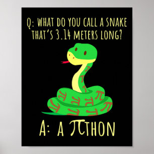 Python Pithon Pi Symbol Funny Math Teacher Pi Day Poster