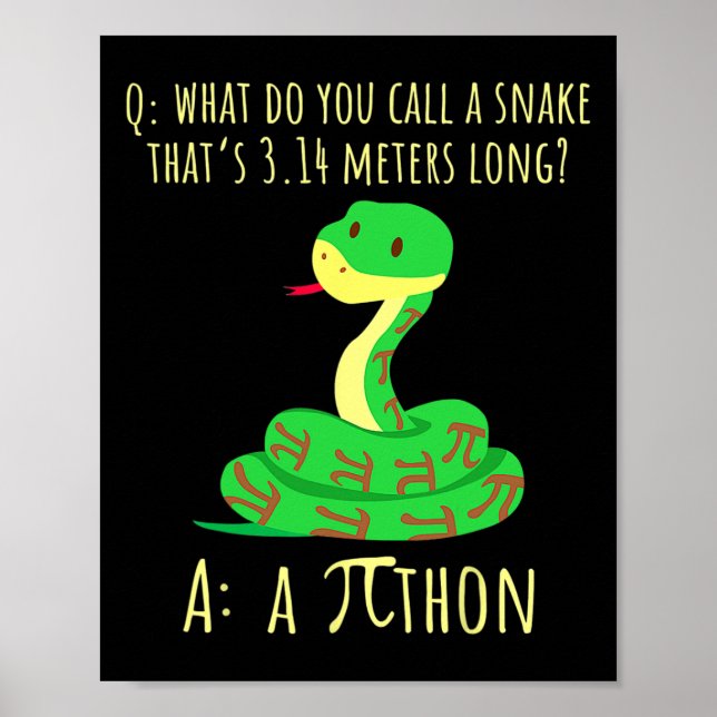 Python Pithon Pi Symbol Funny Math Teacher Pi Day  Poster (Front)