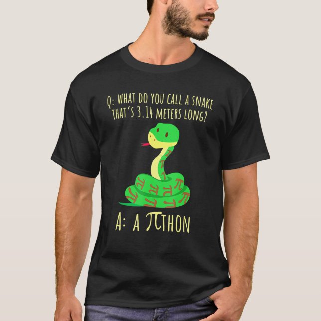 Python Pithon Pi Symbol Funny Math Teacher Pi Day  T-Shirt (Front)
