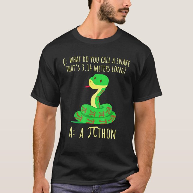 Python Pithon Pi Symbol Funny Math Teacher Pi Day T-Shirt (Front)