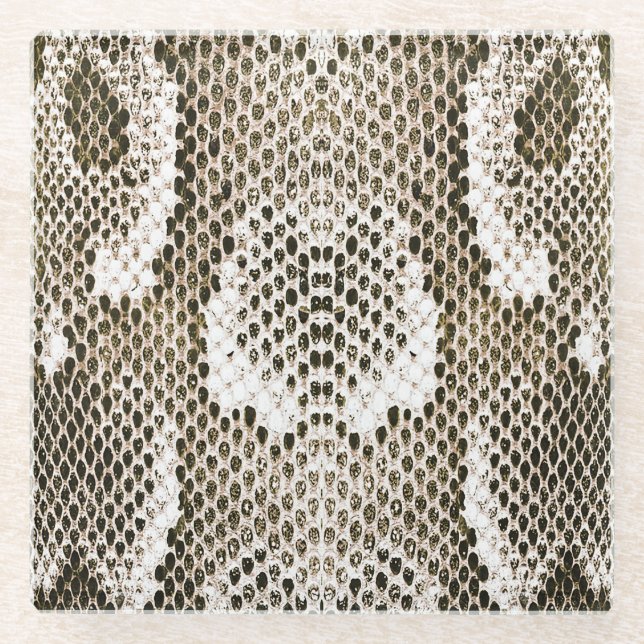 Python Skin: Animal Pattern Design Glass Coaster (Front)