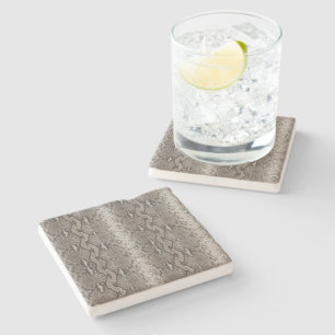 Python Snake Skin Animal Print Stone Coaster