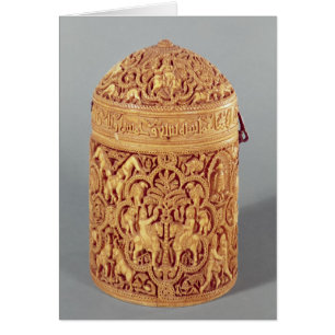 Pyx with relief depicting pleasures of