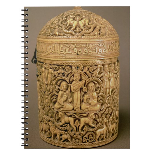 Pyx with relief depicting the pleasures of courtly notebook (Front)