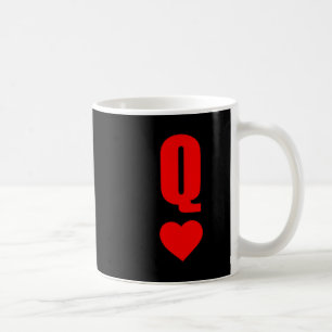 Q Card Queen Hearts Matching Couple Saint Valentin Coffee Mug