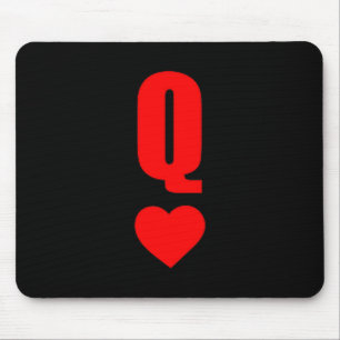 Q Card Queen Hearts Matching Couple Saint Valentin Mouse Pad