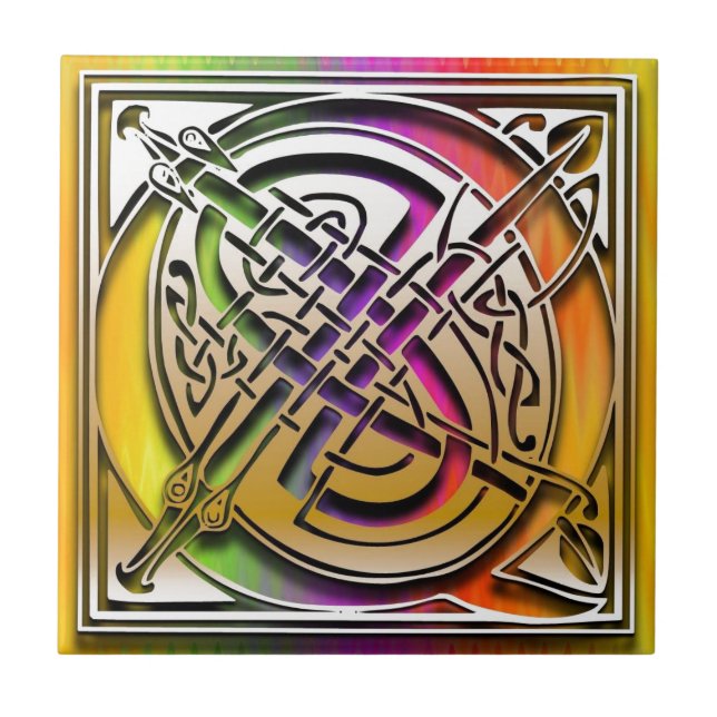 Q Celtic Rainbow Custom Monogram Tile (Front)