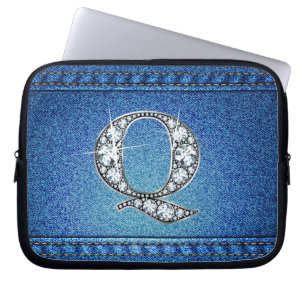 Q "Diamond" Denim Stitching Electronics Bag