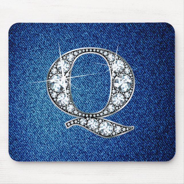 Q Faux-"Diamond Bling" on Denim Mousepad (Front)