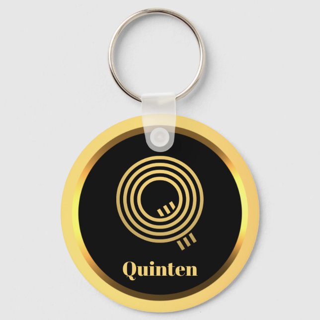 Q Gold Monogrammed Letter Personalised Key Ring (Front)