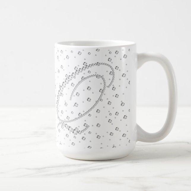 Q Initial Monogram White Diamonds Print Coffee Mug (Right)