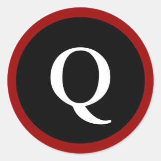 Q : Initial Q Letter Q Red, White & Black Stickers
