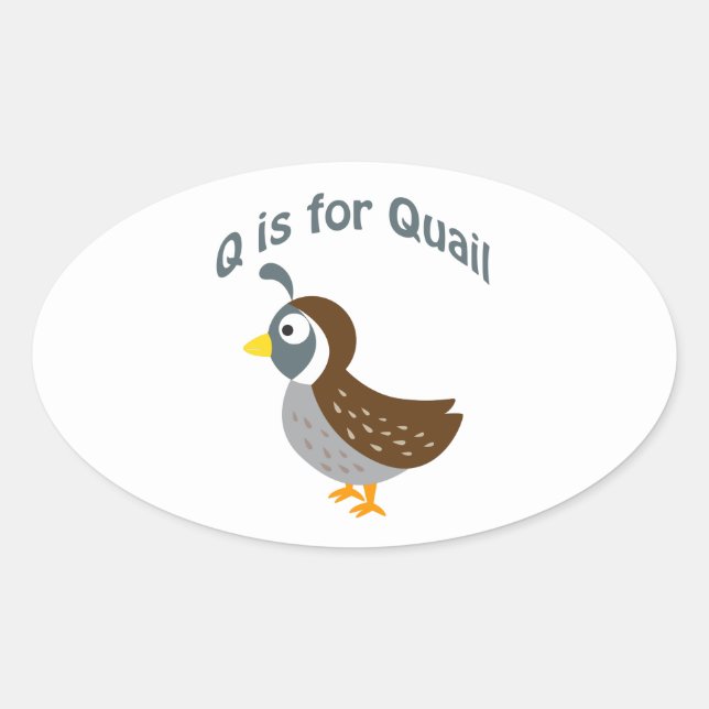 Q is for Quail Oval Sticker (Front)