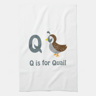 Q is for Quail Tea Towel