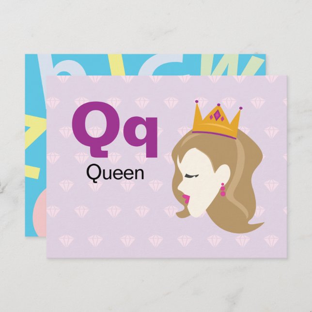 Q is for Queen - Alphabet Flash Card (Front/Back)