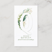 Q Letter Monogram Gold Greenery Leaves Elegant