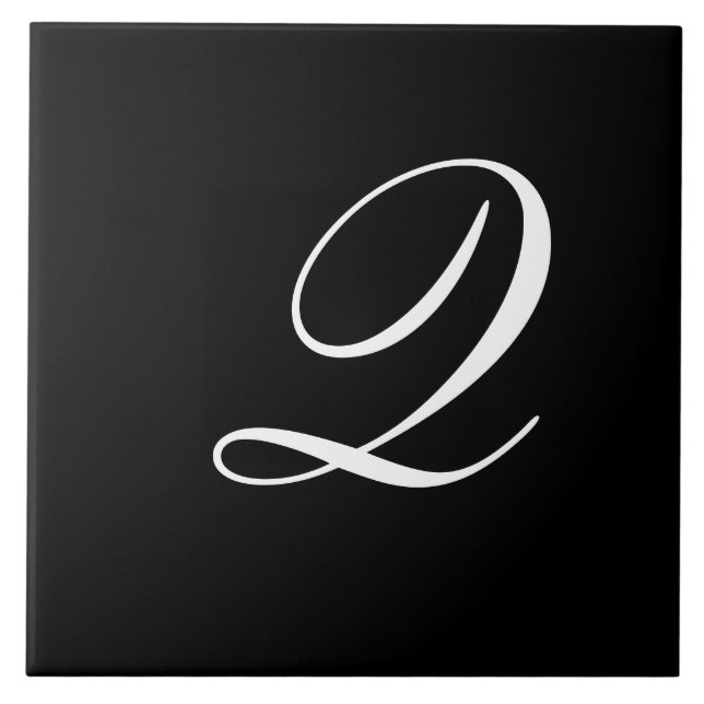 Q Monogram Initial White on Black Ceramic Tile (Front)