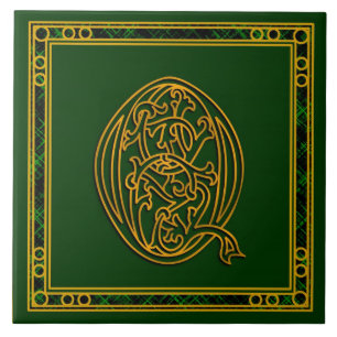 Q Monogram “Irish Gold on Green” Ceramic Tile