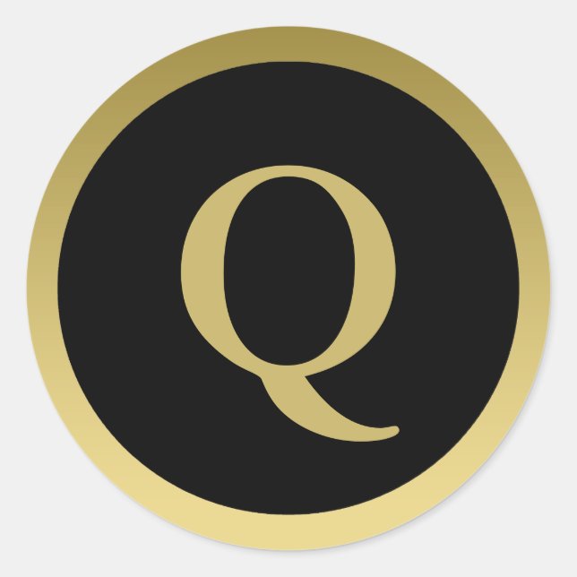 Q :: Monogram Q Elegant Gold and Black Stickers (Front)