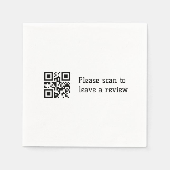 Q r code add logo here business details leave revi napkin (Front)