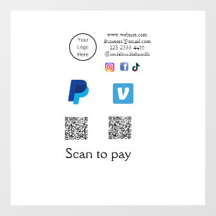 Q R code PayPal venmo scan pay add social media de