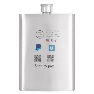 Q R code PayPal venmo scan pay add social media de Hip Flask