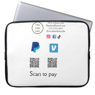 Q R code PayPal venmo scan pay add social media de Laptop Sleeve