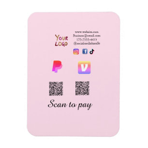 Q R code PayPal venmo scan pay add social media de Magnet