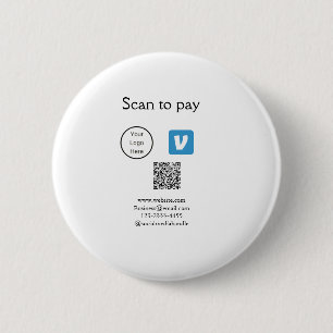 Q R code venmo scan to pay add logo social media 6 Cm Round Badge