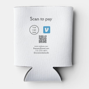 Q R code venmo scan to pay add logo social media Can Cooler