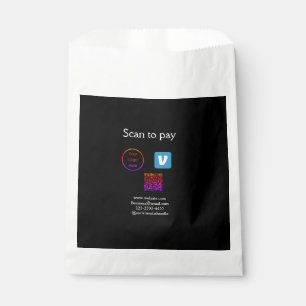 Q R code venmo scan to pay add logo social media Favour Bag